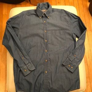Talbots men’s dress blue denim button down shirt